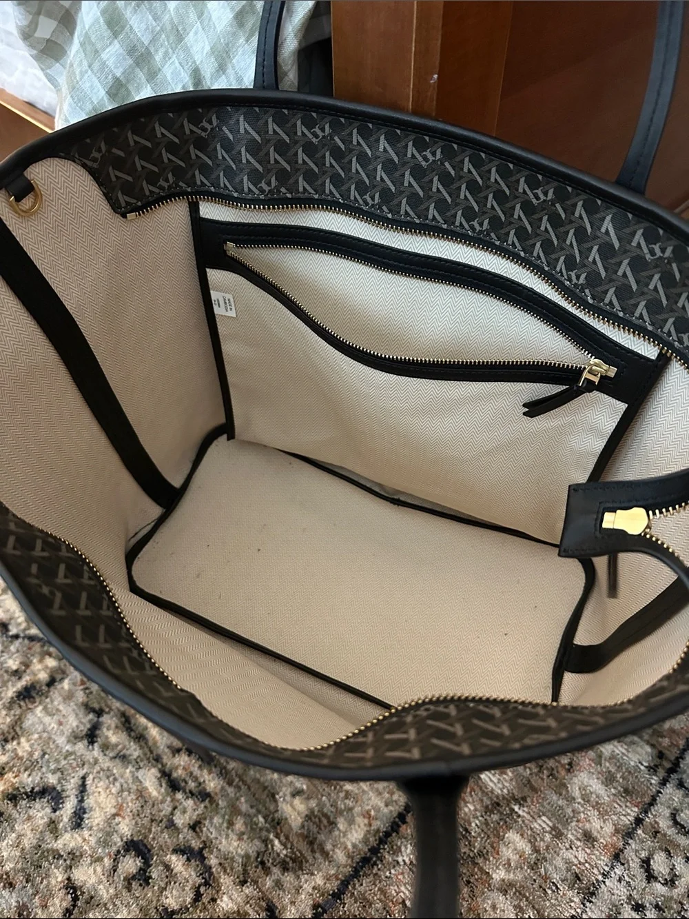 Tory Burch Black Logo-Print Reversible Tote